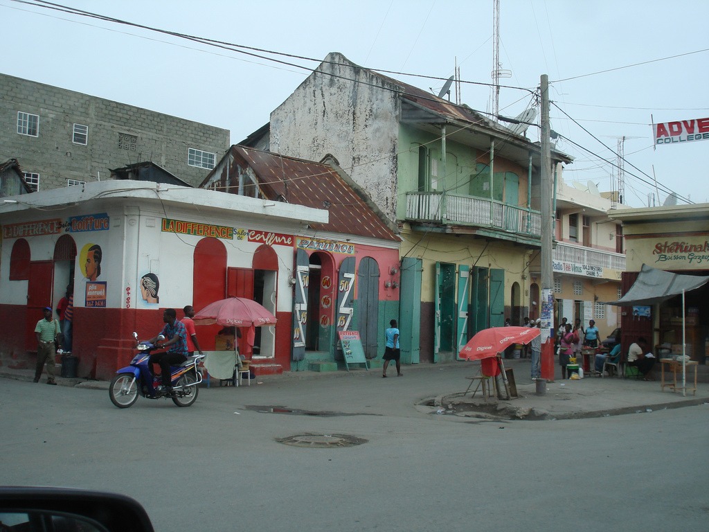 French colonial architecture on a street in Cap-Haïtien, Haiti