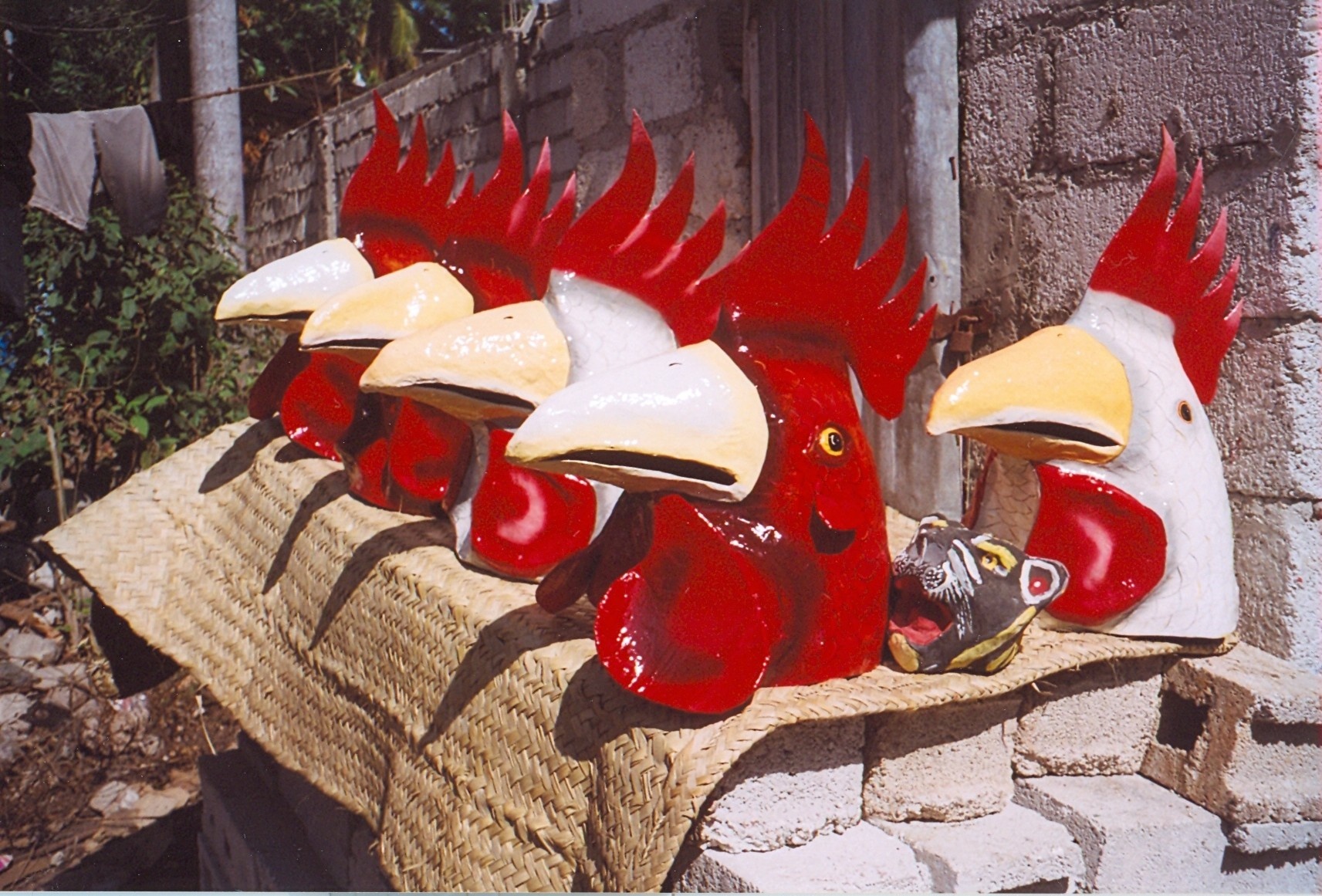 Papier-mâché Mardi Gras masks being prepared in Jacmel, Haiti