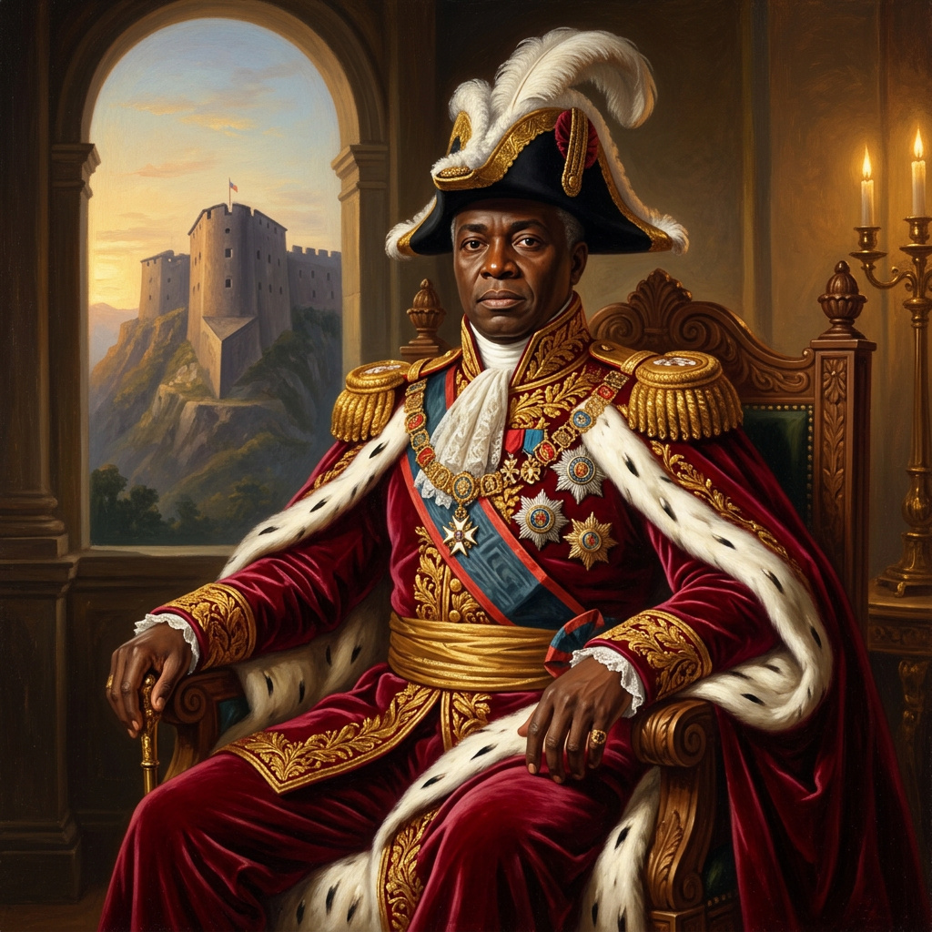 Regal portrait of King Henri I of Haiti in royal regalia